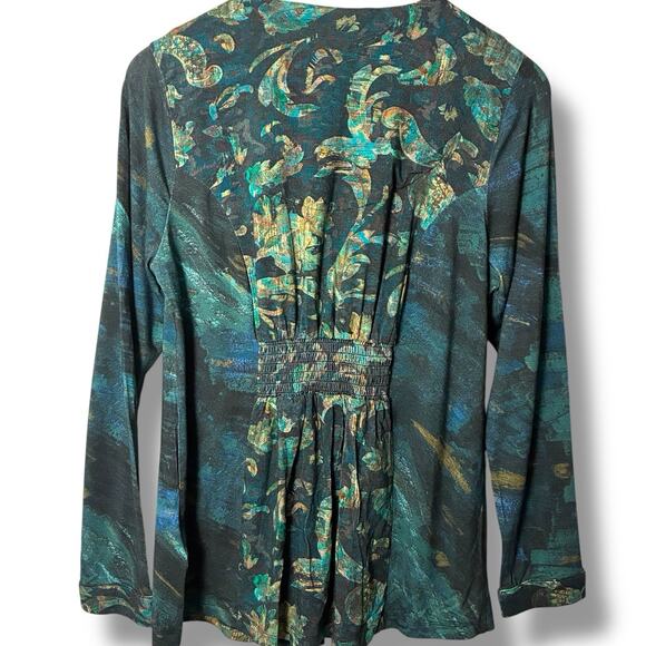 Soft Surroundings Top Sz Small Petite Del Bosque Tunic Starry Night Gold Beaded - Picture 3 of 7